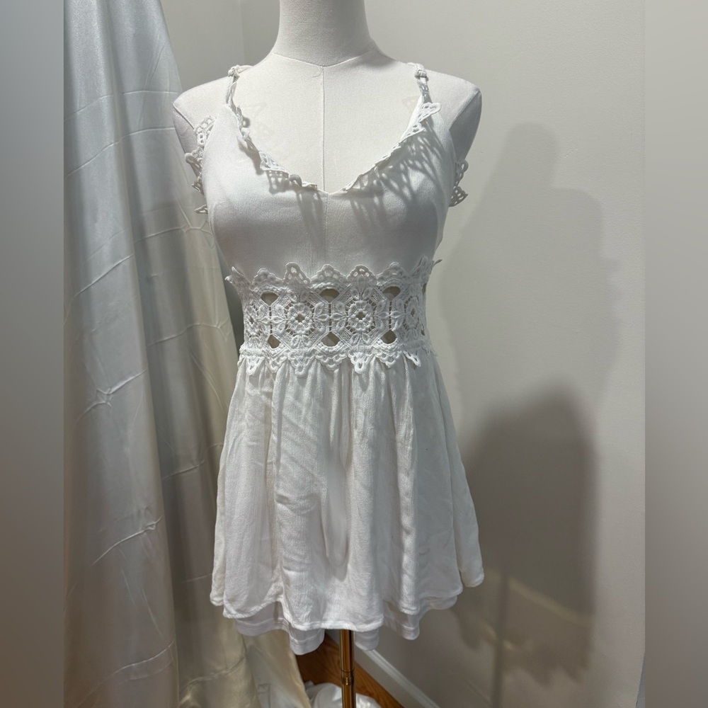Lulu's Ivory Boho Lace Detail Dress